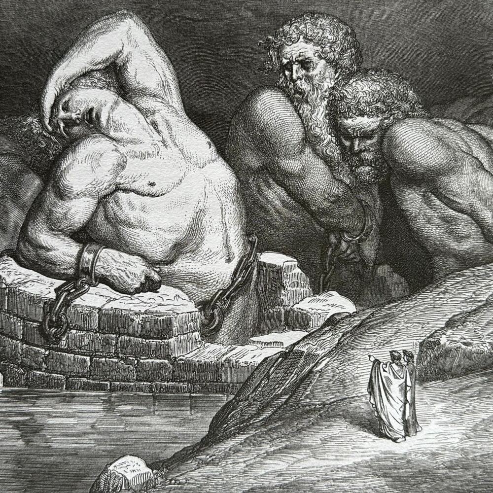 Dore, Titans and Giants, Giant Antaeus, Divine Comedy, Art Print ~ 250803-WH 705